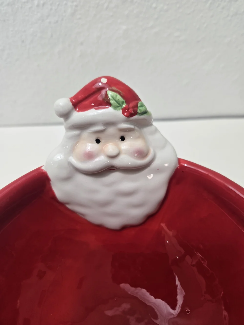Santa Ceramic Candy Dish - Red and Black Holiday Bowl